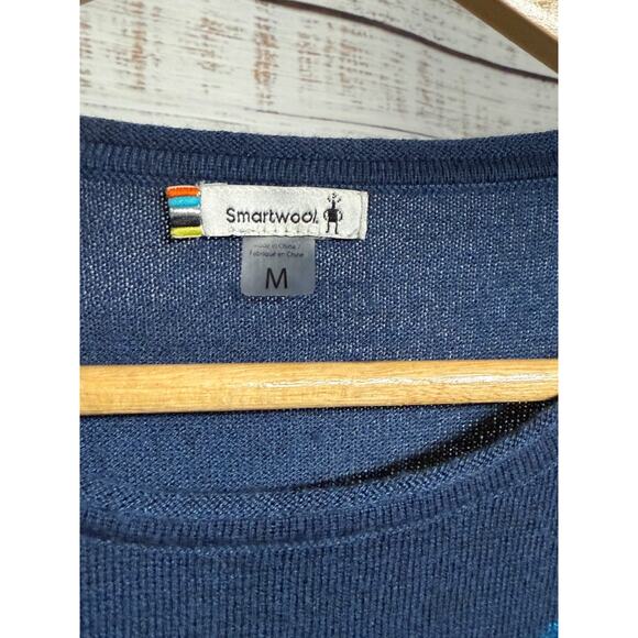 Smartwool Color Block Pullover Sweater Merino Wool Blend Size M Blue - Picture 2 of 6